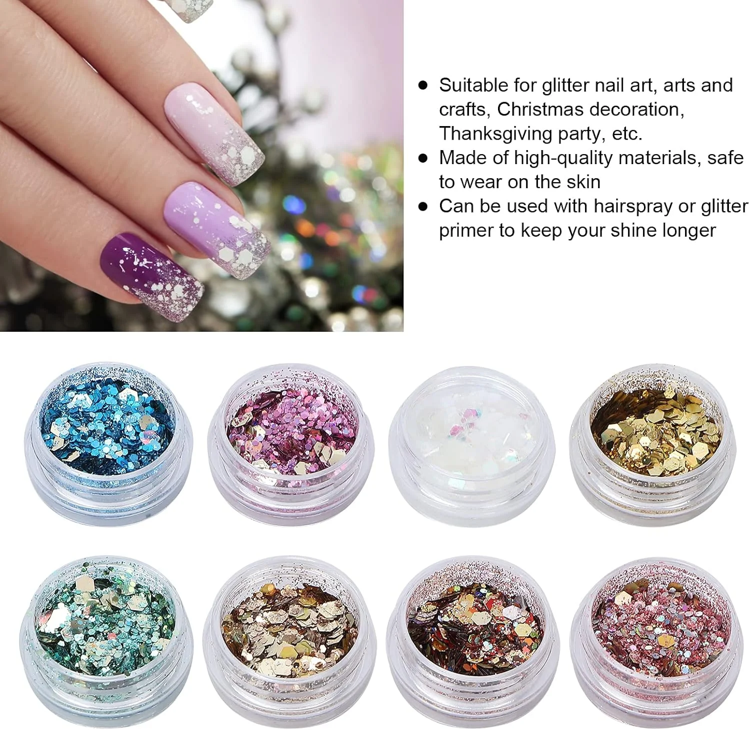 ZAied 8 جعبه/ست پولک طراحی ناخن، اکلیل ناخن کاردستی DIY، لوازم جانبی تزئین ناخن، تزئینات مصنوعی در اشکال مختلف