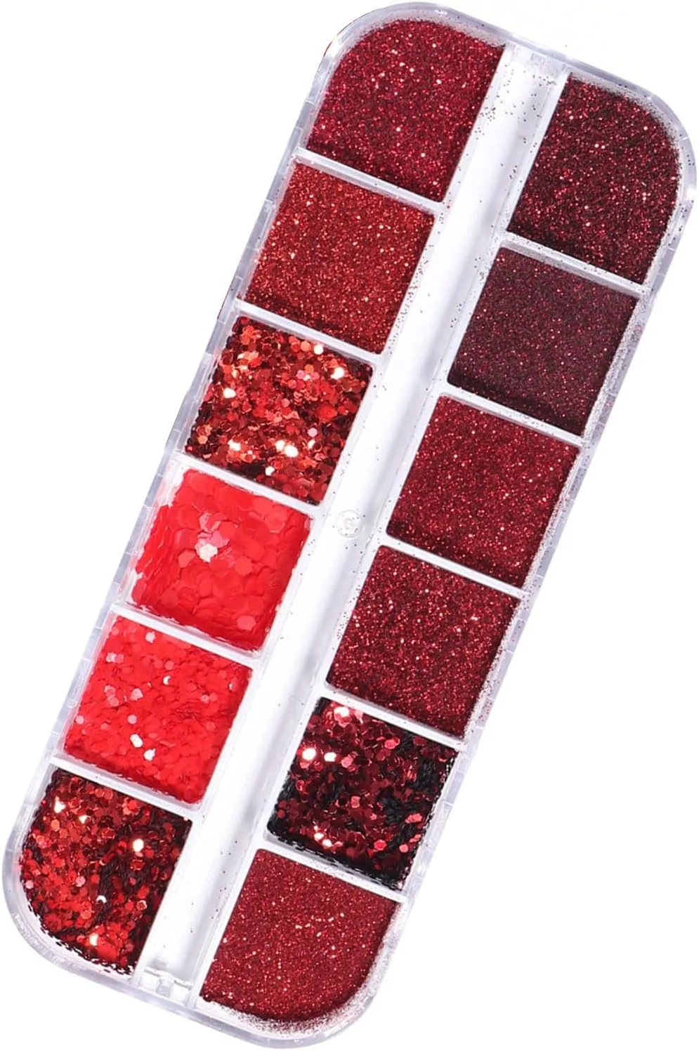 اکلیل ناخن قرمز سال نو برای مانیکور، با کاربری آسان، ماندگاری طولانی، سطح براق و زیبا، 12 محفظه در هر جعبه، مدل A