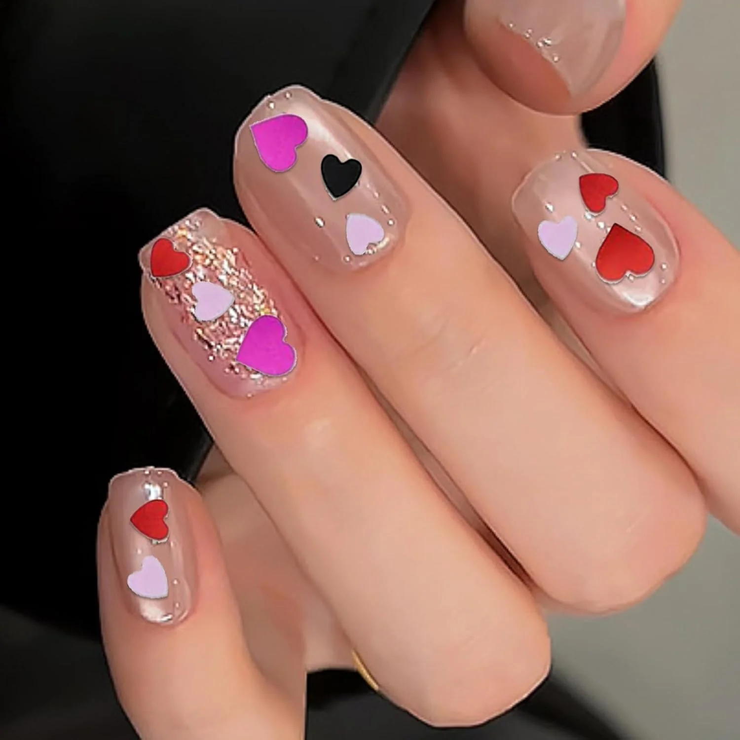 پولک های اکلیلی ناخن طرح قلب، قطعات تزئینی ناخن | پولک های اکلیلی ناخن تزئینی طرح قلب برای لباس، مهمانی، دورهمی، جشنواره، عروسی
