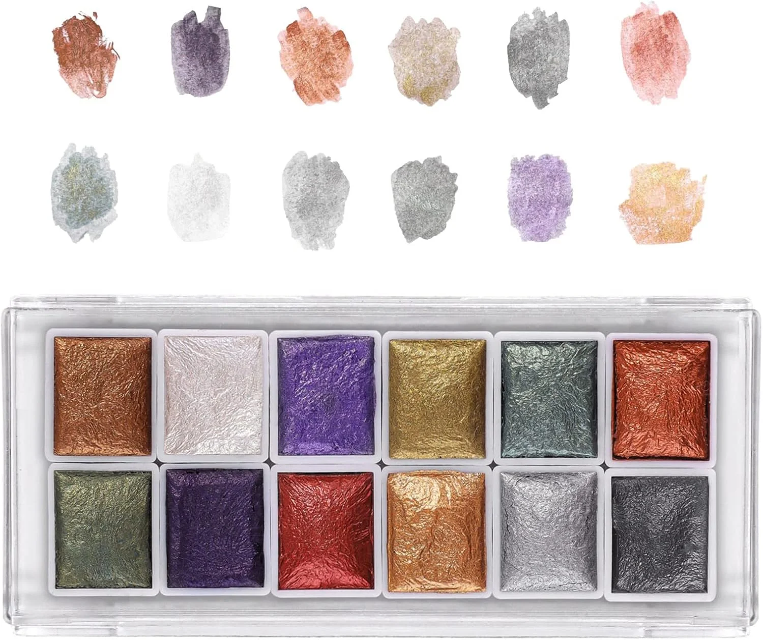 ست طراحی ناخن شامل اکلیل، رنگ های درخشان و آبرنگی - کیت ۱۲ رنگ طراحی ناخن شامل رنگ های مرواریدی، لاک آبرنگی، رنگ های آبرنگی، جوهر اکلیلی و رنگدانه