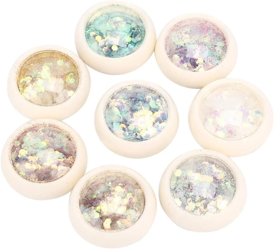 اکلیل ناخن 8 رنگ، اکلیل درخشان ناخن، لوازم جانبی طراحی ناخن، 8 رنگ اکلیل تزئینی هنر ناخن DIY، لوازم جانبی اکلیل برای آرایش، سالن ناخن، برچسب های تزئینی DIY