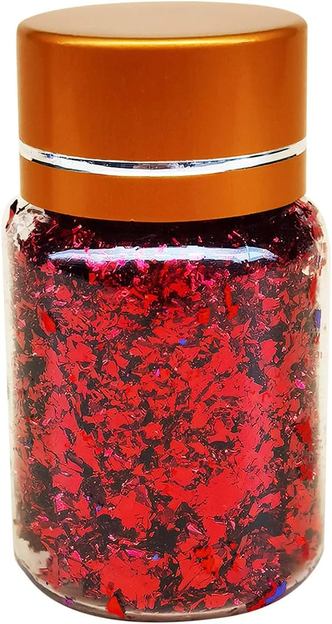 ورق ناخن، پولک های چیپ هنر ناخن، اکلیل پولک های درخشان، تزئینات طلایی نقره ای مسی، پولک های پولکی ناخن برای لوازم تزئینات هنر ناخن (قرمز)