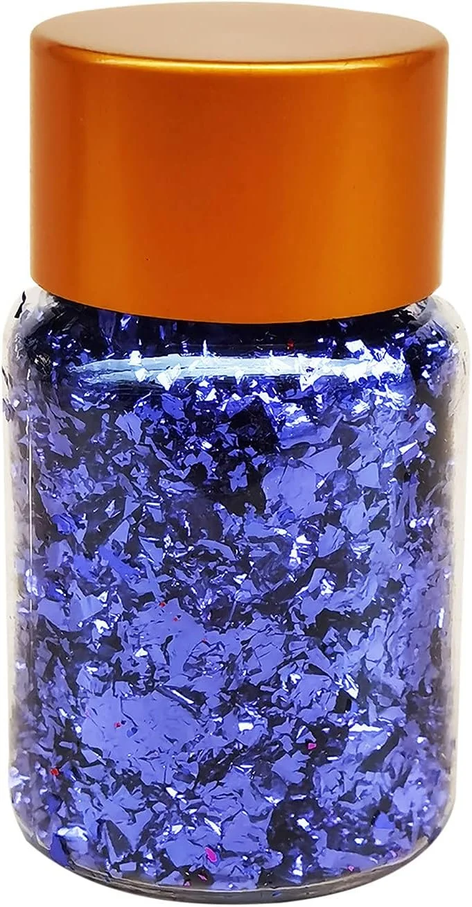 پولک ناخن، اکلیل فویل متالیک چیپ طراحی ناخن، پولک اکلیلی، اکلیل طلایی نقره ای برای تزئین ناخن (آبی)