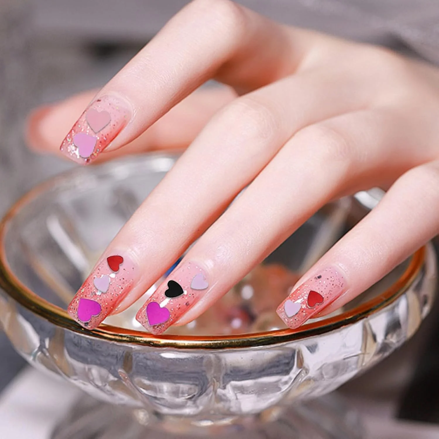 پولک های اکلیلی ناخن طرح قلب، قطعات درخشان برای ناخن - پولک های اکلیلی ناخن تزئینی طرح قلب برای لباس، قرار ملاقات، دورهمی، جشنواره، عروسی