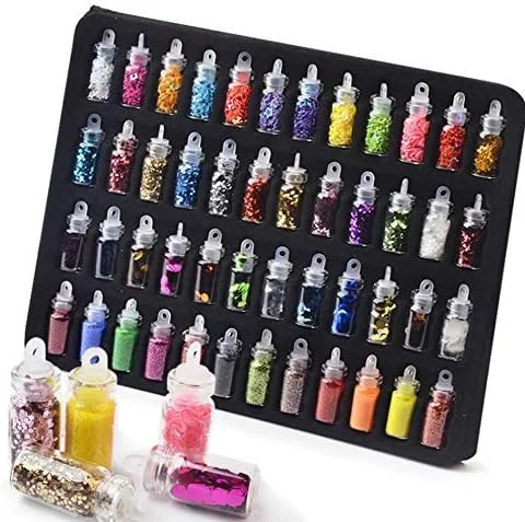 اکلیل های درشت هولوگرافیک 48 رنگ، پولک اکلیلی برای آرایش جشن، چشم ها، مو، بدن، ناخن، صنایع دستی