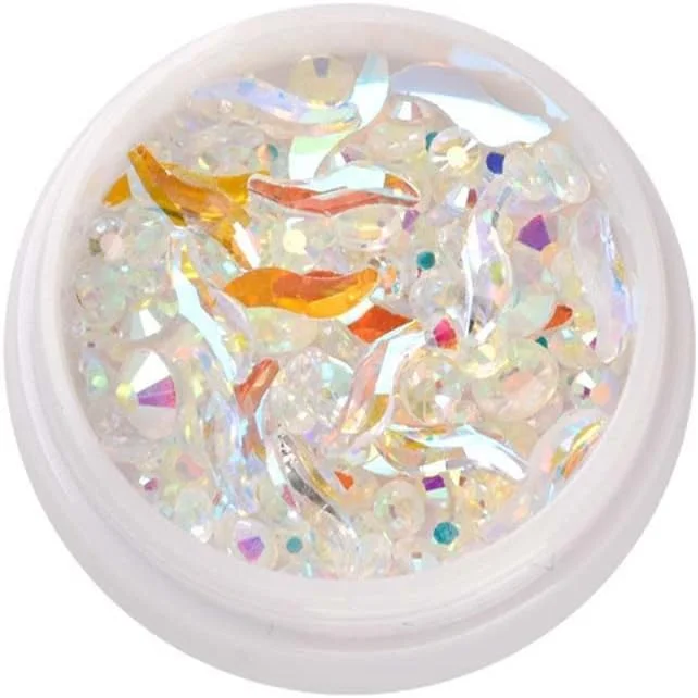 اکلیل ناخن، پولک، دانه های براق، ته صاف، اشکال نامنظم S، نگین، لوازم جانبی ناخن، استیکر سه بعدی ناخن، تزئینات ناخن