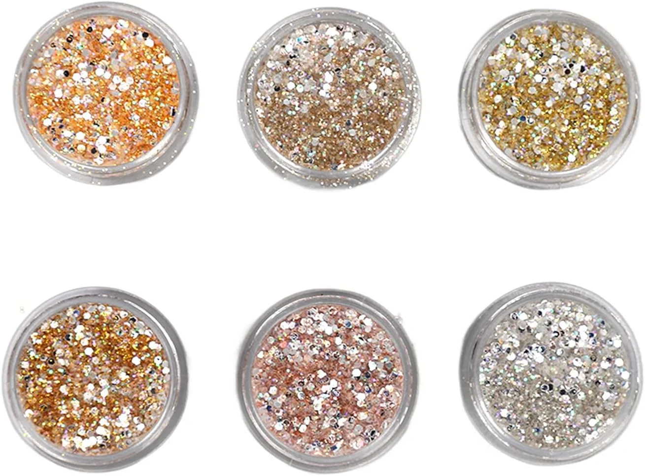 پولک های طراحی ناخن در 6 رنگ، کیت اکلیل ناخن تزئینی و درخشان برای مانیکور سالن خانگی