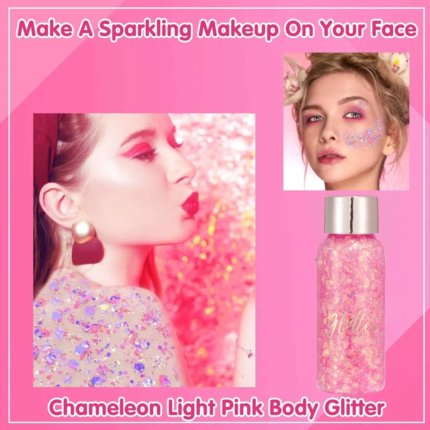 سایه چشم مایع اکلیلی پری دریایی GL-Turelifes، ژل اکلیلی بدن، لوازم آرایشی اکلیلی جشنواره، آرایش صورت، مو، ناخن، ماندگاری طولانی، درخشان 30 گرم (#104 صورتی تیره)