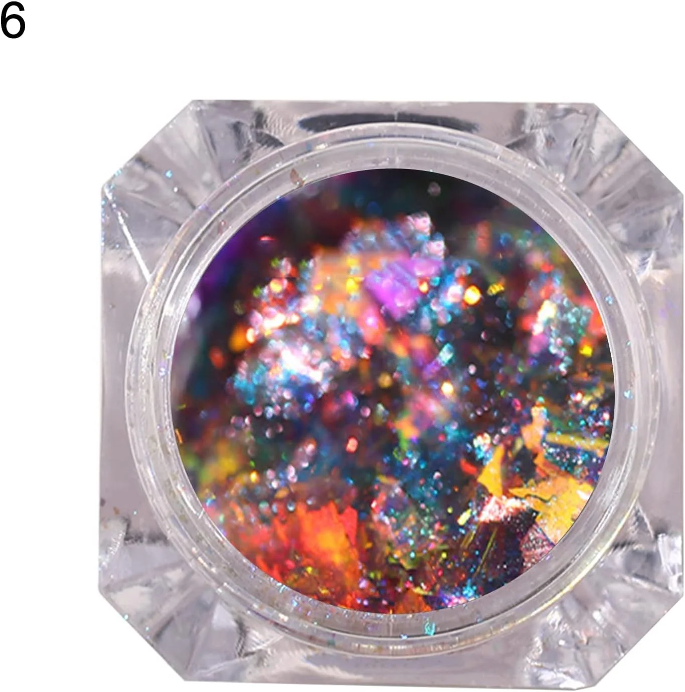 یک جعبه تزئین ناخن با جلوه درخشان و اشکال مختلف، پولک های براق برای طراحی ناخن و مهمانی، مدل 6