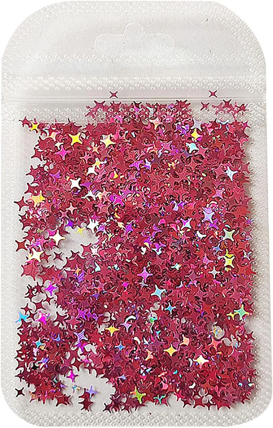 اکلیل ستاره ای ناخن، پولک ستاره ای برای طراحی ناخن بانوان و دختران، برچسب فویل تزئینی (صورتی)