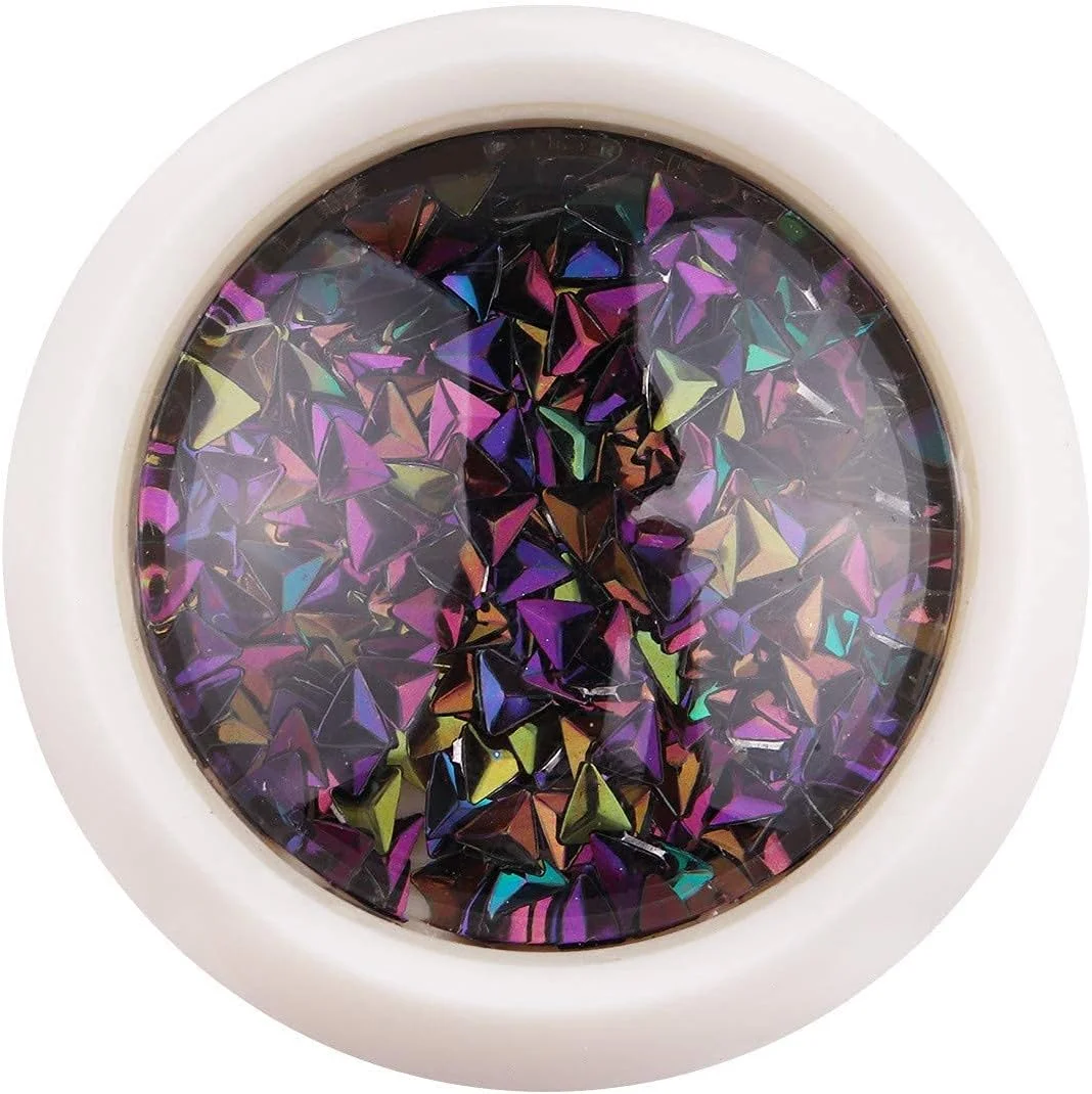 پولک ناخن، 6 جعبه پولک های براق رنگارنگ طراحی مثلثی برای طراحی ناخن و مانیکور