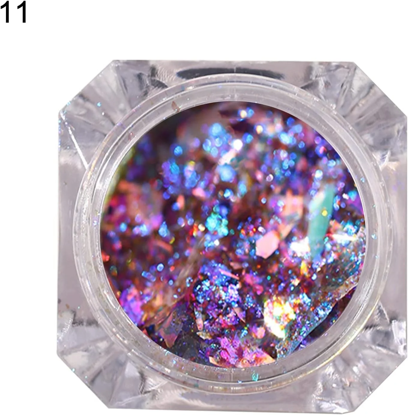 یک جعبه تزئین ناخن با جلوه درخشان و اشکال مختلف، پولک های اکلیلی DIY برای طراحی ناخن، مناسب مهمانی، مدل 11
