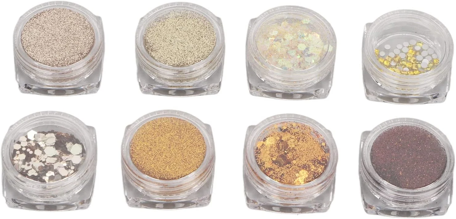 ست 8 تکه اکلیل طراحی ناخن، اکلیل های رنگارنگ برای طراحی ناخن DIY، لوازم جانبی تزئین ناخن DIY برای خانه و سالن ناخن