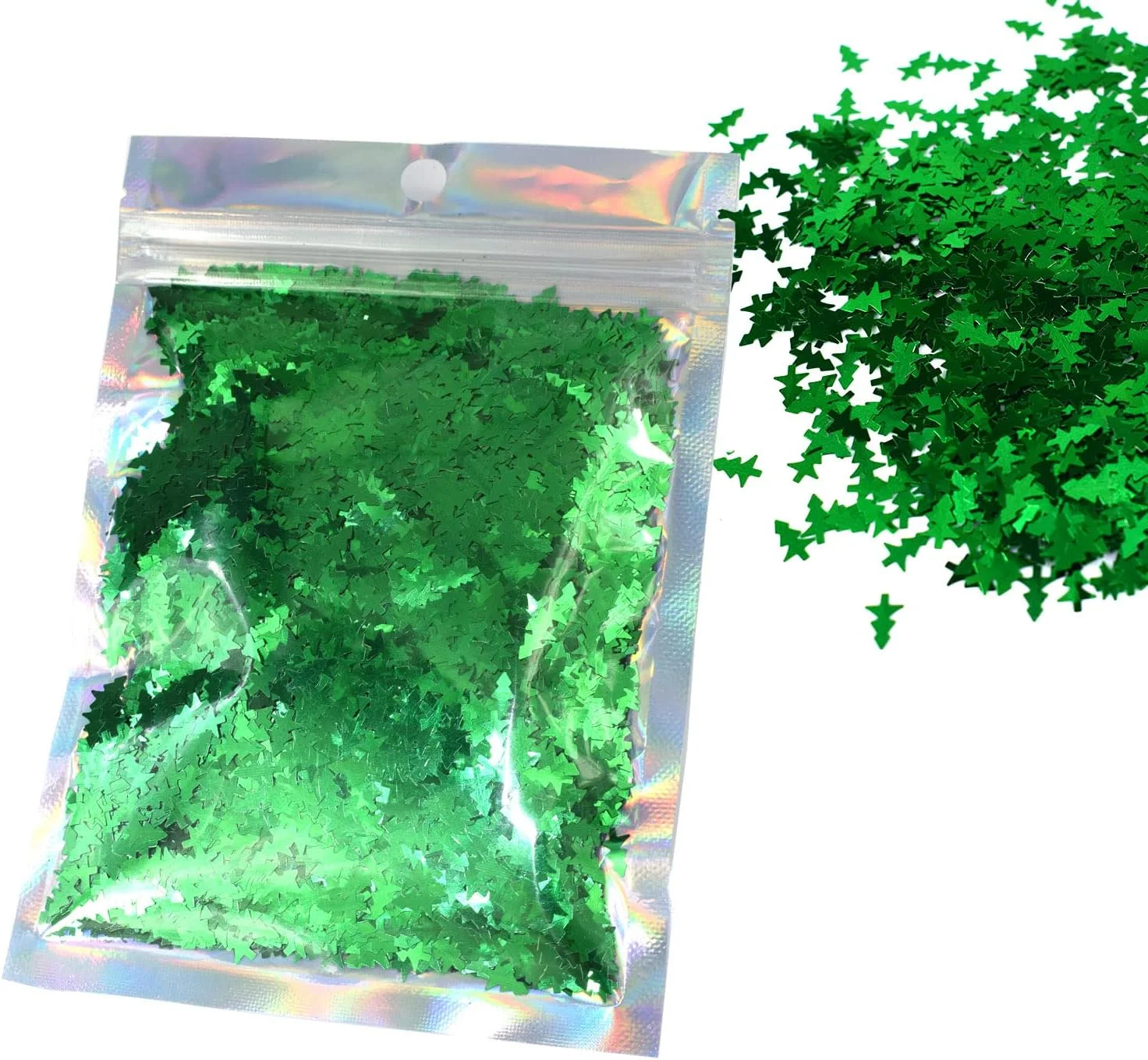 اکلیل ناخن کریسمس، بسته 30 گرمی اکلیل سبز طرح درخت کریسمس برای کاردستی، ناخن، رزین، لوازم آرایشی، تزئینات جشنواره