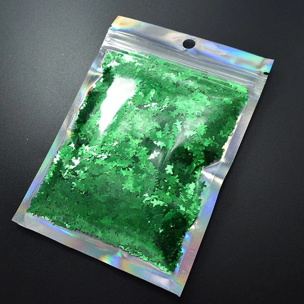 اکلیل ناخن کریسمس، بسته 30 گرمی اکلیل سبز طرح درخت کریسمس برای کاردستی، ناخن، رزین، لوازم آرایشی، تزئینات جشنواره