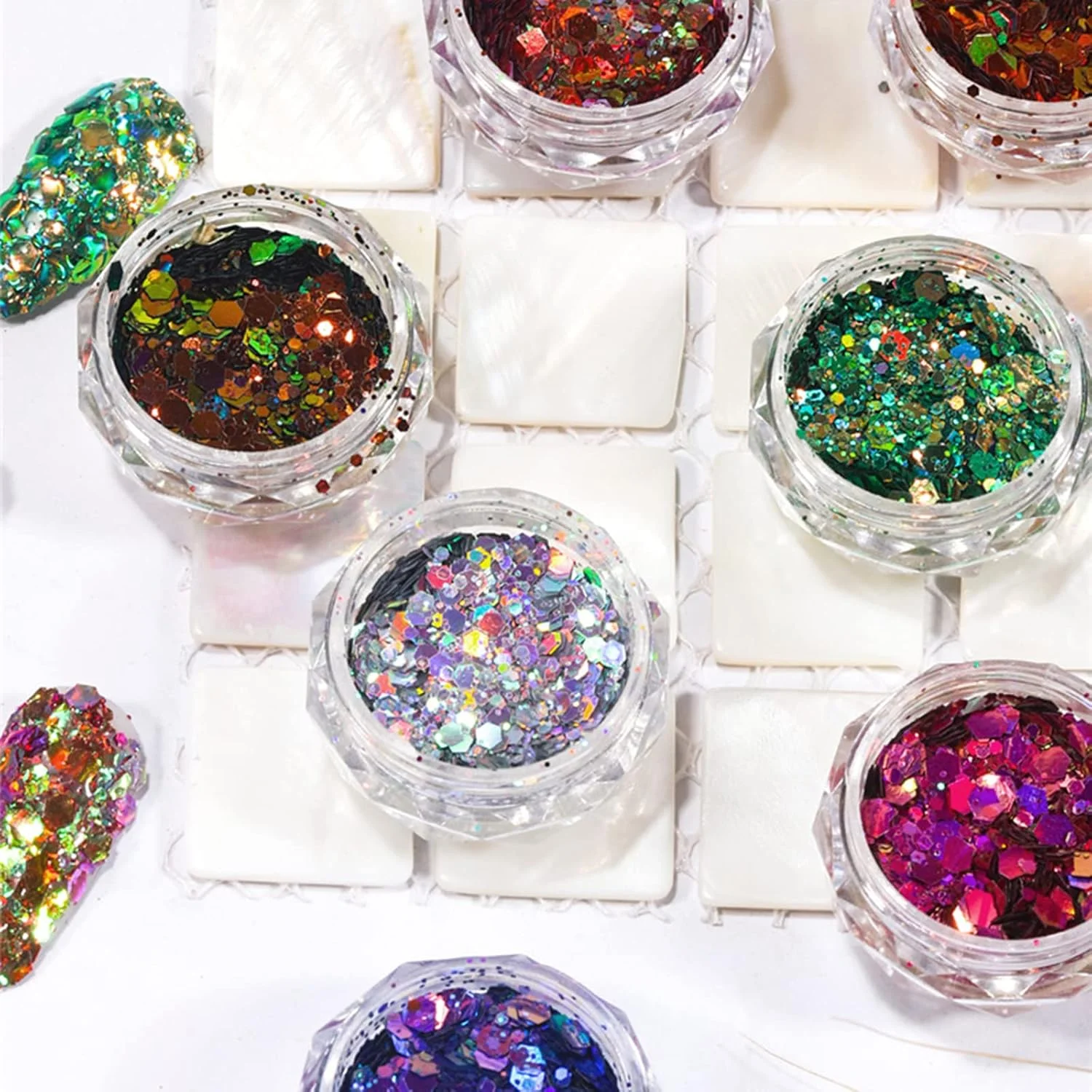 پولک های اکلیلی ناخن سه بعدی Irovami، پولک های اکلیلی ناخن، برچسب های اکلیلی اکریلیک برای تزئین ناخن و زیبایی ناخن