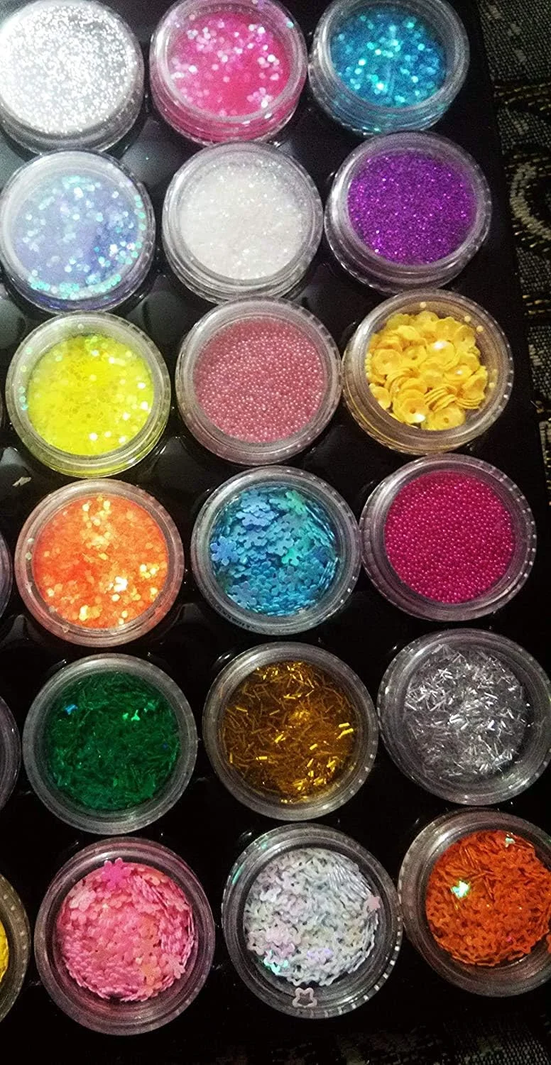 نگین ناخن فلزی لیزری سه بعدی با 36 طرح مختلف، اکلیل ناخن، تزئینات طراحی ناخن، پولک های رنگی هولوگرافیک (طرح قلب)