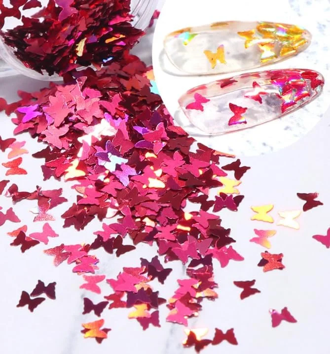 اکلیل ناخن پروانه ای 12 رنگ، پولک های هولوگرافیک برای آرایش چشم و مانیکور، اکلیل براق برای تزئینات DIY، غیر چسبنده برای استفاده آسان، سبک پرنسسی