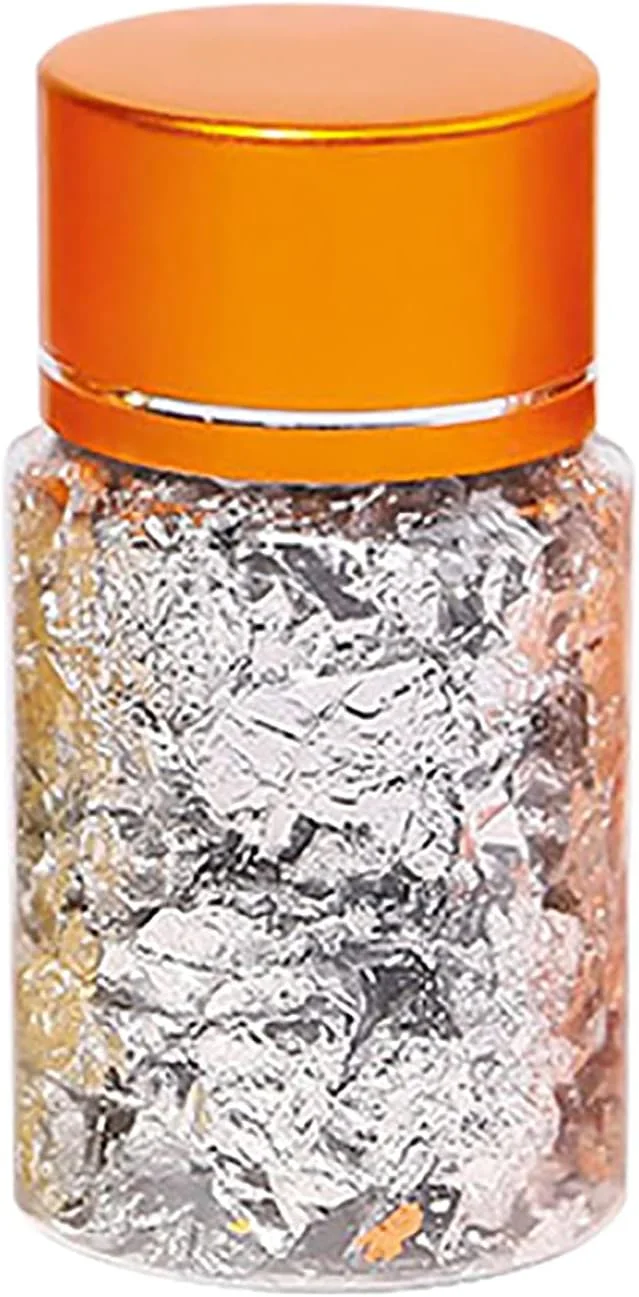 پولک ناخن، فویل متالیک براق، پولک تزئینی ناخن، اکلیل طلایی نقره ای برای طراحی ناخن (نقره ای)