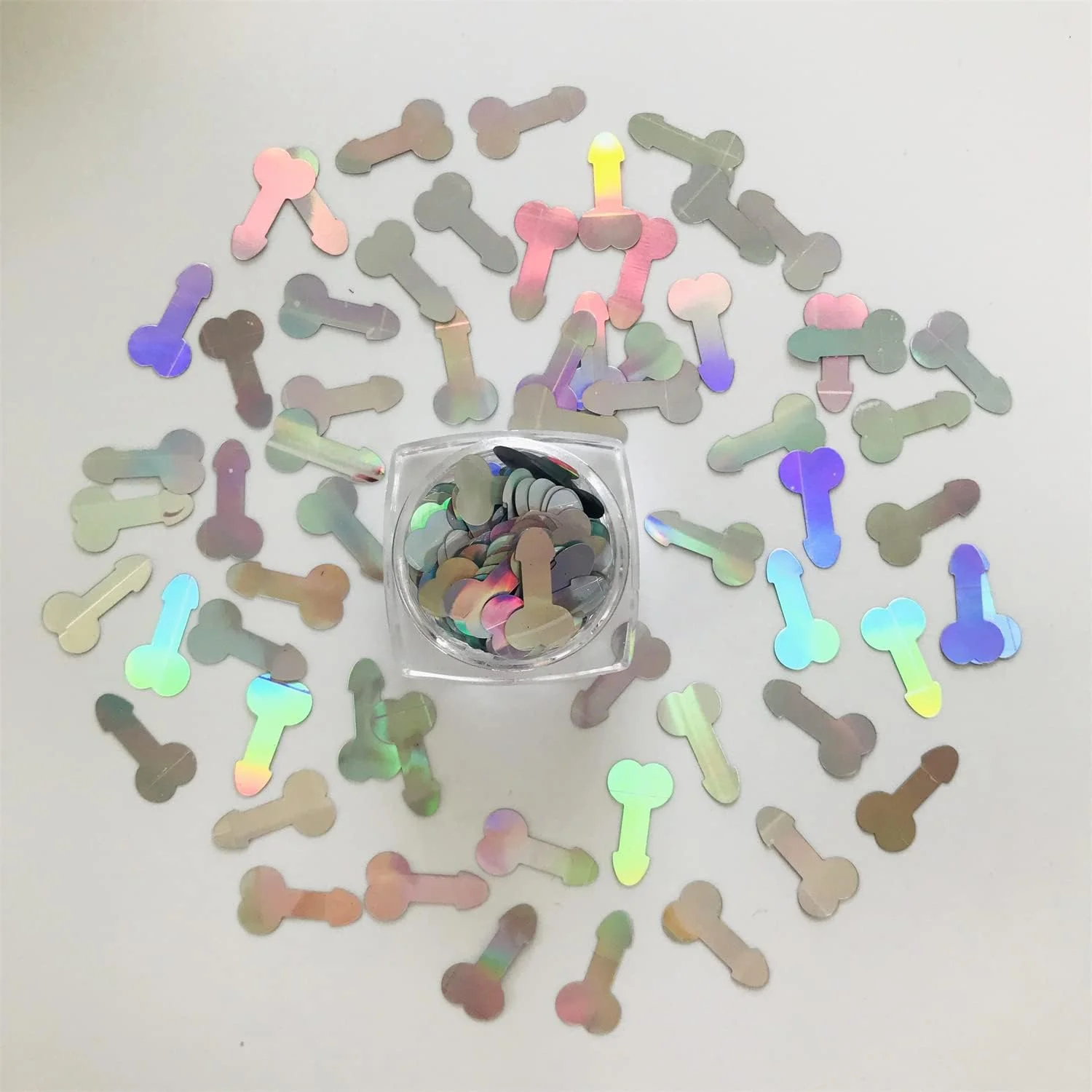 اکلیل های نقره ای هولوگرافیک با اشکال جالب برای ساخت زیورآلات رزینی، هنرهای دستی، طراحی ناخن و لوازم آرایشی - بسته 10 گرمی