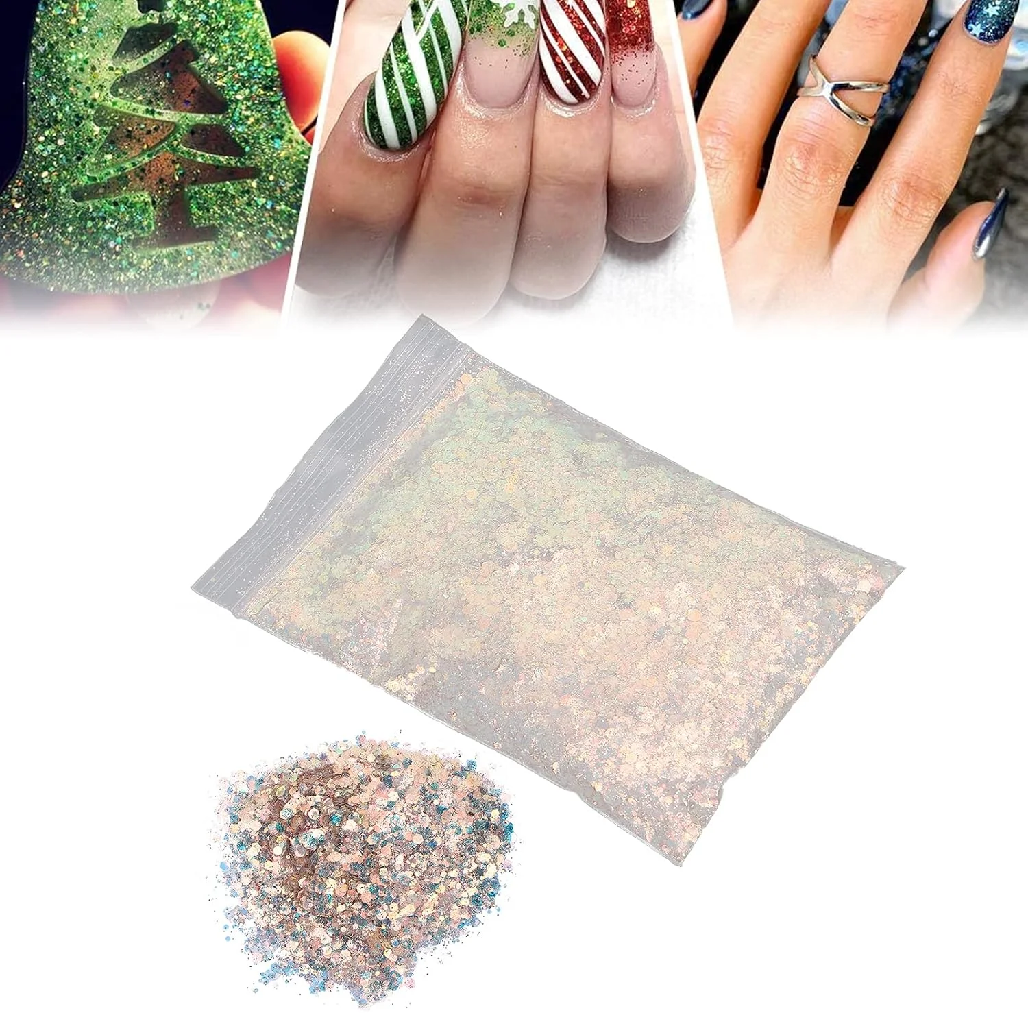 پولک اکلیلی ناخن، پولک های هنری ناخن چند منظوره 50 گرمی برای صنایع دستی DIY، استفاده خانگی، آرایش و سالن زیبایی (YJ03)