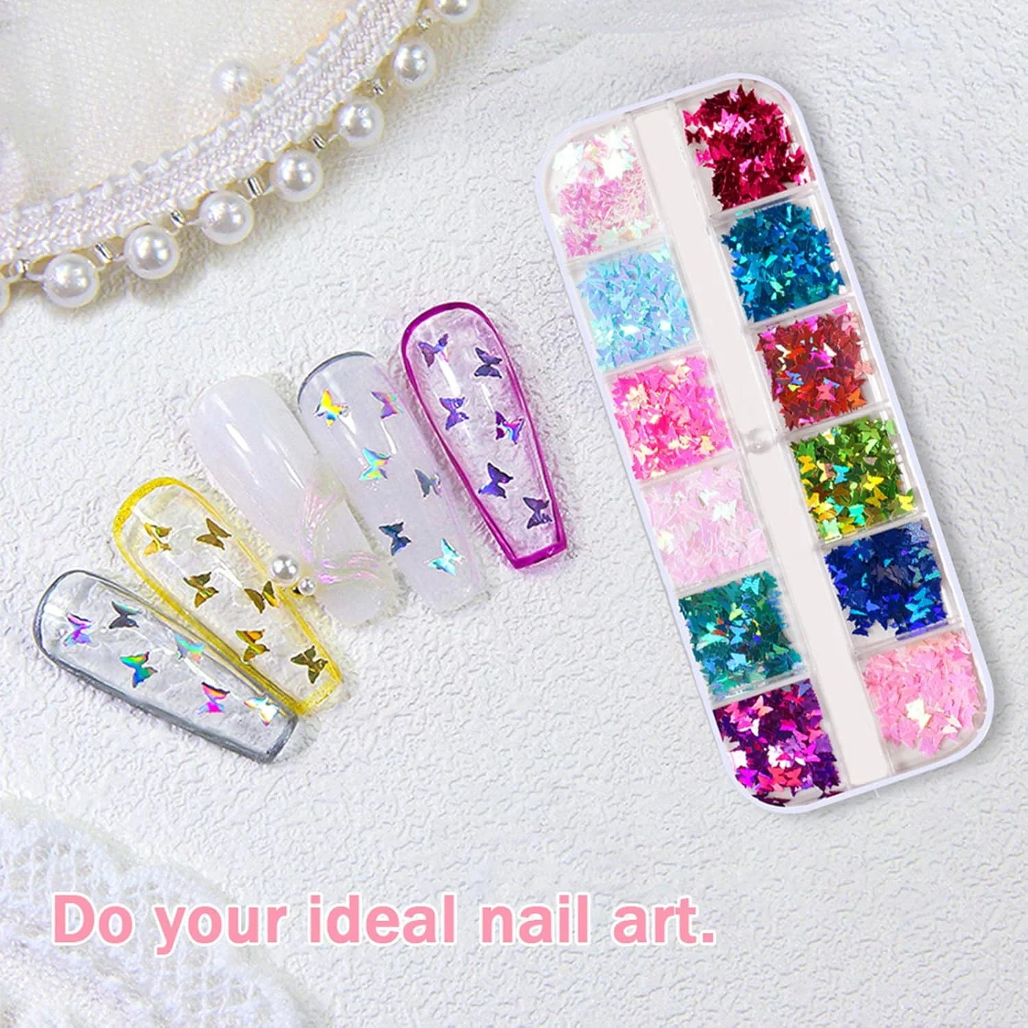 نگین و پولک ناخن در 12 طرح مختلف، اکلیلی، براق و هولوگرافیک، مناسب طراحی و دیزاین ناخن