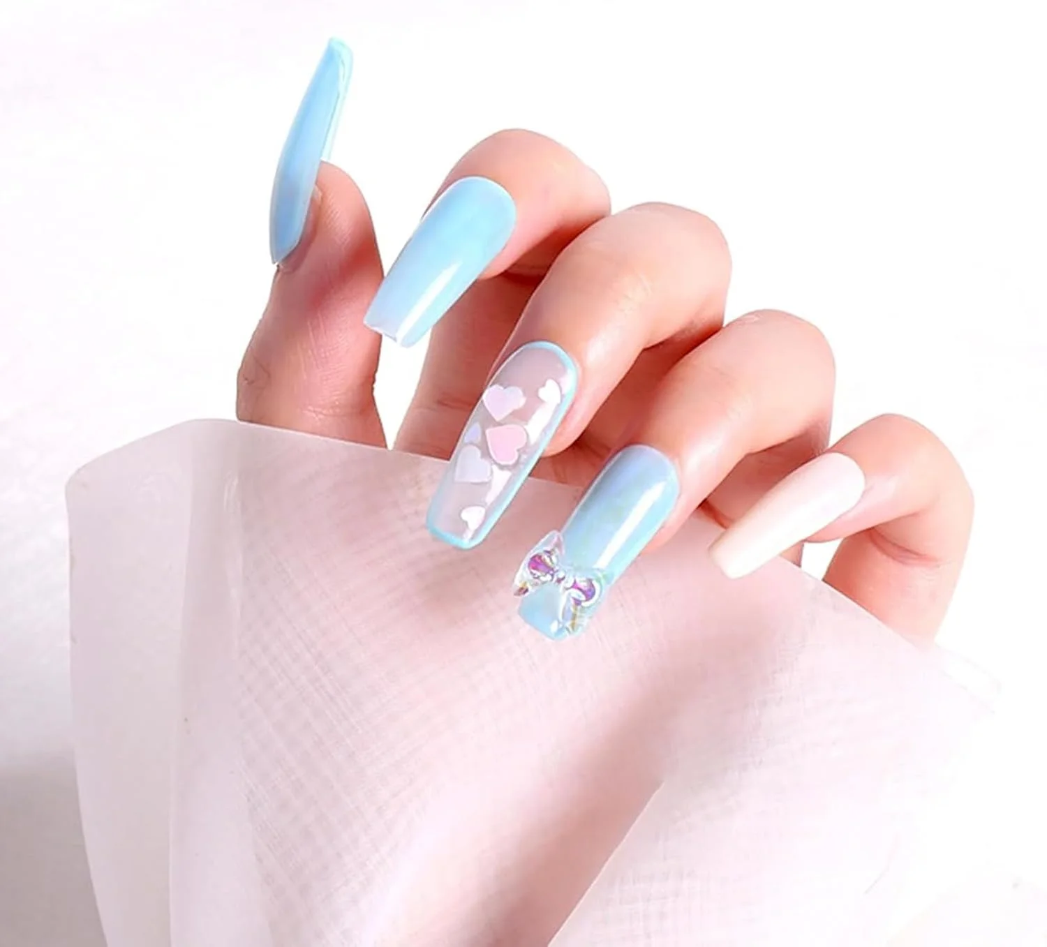 اکلیل ناخن - قطعات تزئینی ناخن، پولک های اکلیلی ناخن طرح قلب هولوگرافیک برای عروسی، قرار ملاقات، مهمانی، دورهمی