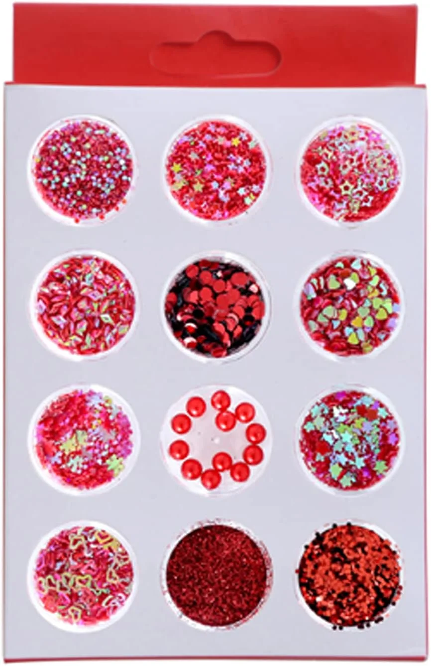 ست طراحی ناخن شامل 12 عدد نگین بدلی به وزن 2 گرم قرمز