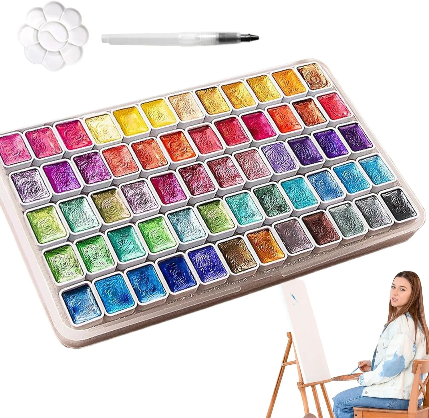 پودر رنگی رزین اپوکسی، آبرنگ هنری رنگدانه مرواریدی | پالت رنگی معدنی براق 60 رنگ لوازم قابل حمل برای ساخت هنر، مبتدیان، هنرمندان، ناخن، کاردستی