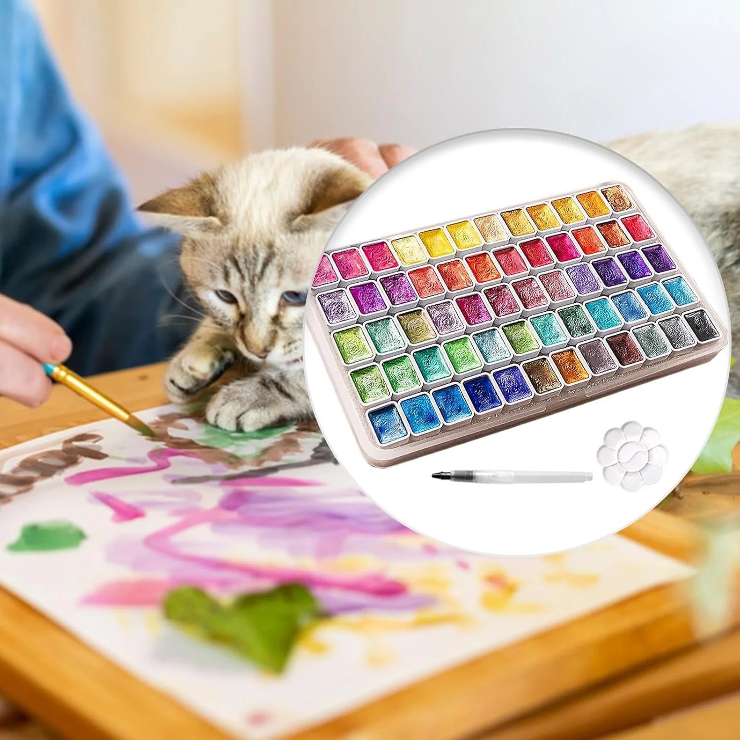 پودر رنگی رزین اپوکسی، آبرنگ هنری رنگدانه مرواریدی | پالت رنگی معدنی براق 60 رنگ لوازم قابل حمل برای ساخت هنر، مبتدیان، هنرمندان، ناخن، کاردستی