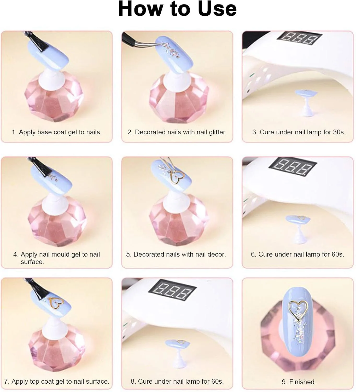 مجموعه 6 عددی اکلیل ناخن سه بعدی، پولک های اکلیلی ناخن، رنگ های ترکیبی، برچسب های اکلیلی براق ناخن اکریلیک برای تزئین ناخن