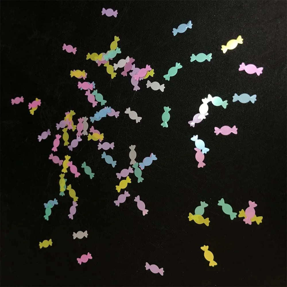 ۱۰ گرم در هر بسته مخلوط های رنگارنگ پولک های براق طرح آبنبات برای آرایش صورت و بدن، هنر ناخن، کاردستی، کریسمس و تزئینات هالووین (مخلوط رنگی ۲)