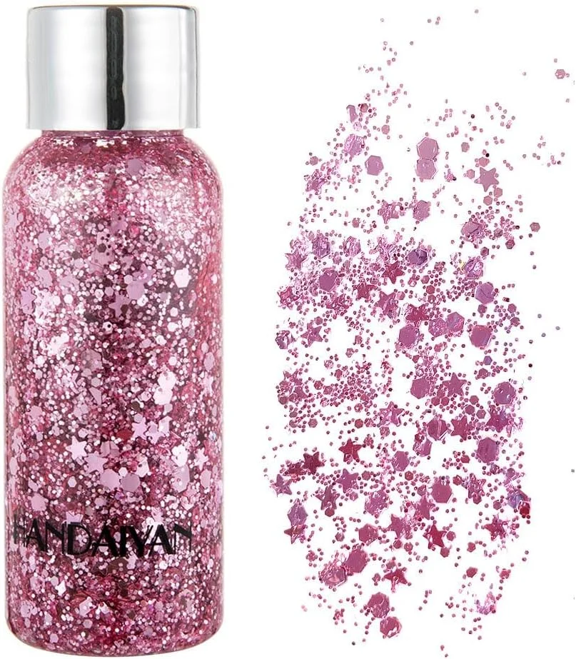 ژل اکلیلی بدن HANDAIYAN با پولک های پری دریایی، سایه چشم مایع اکلیلی درشت، ژل بدن اکلیلی مناسب جشنواره ها، لوازم آرایشی اکلیلی برای صورت، مو، ناخن، آرایش ماندگار و درخشان 30 گرم (3)