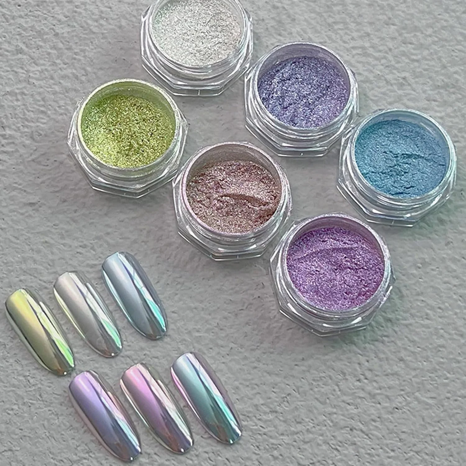 پودر ناخن رنگارنگ هنرهای ناخن با جلوه آینه ای پودر رنگدانه تزئینات هنری ناخن