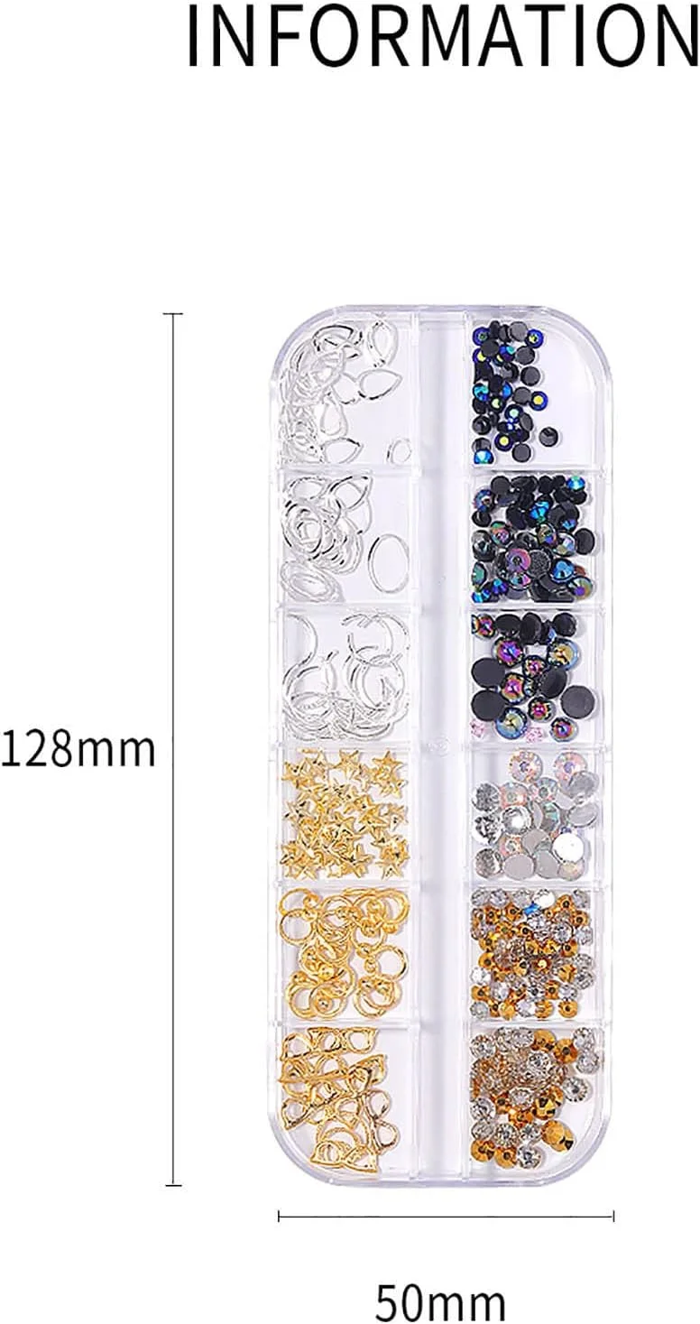 پولک ناخن اکلیلی، طلایی صورتی، طرح های پروانه و قلب، لوازم طراحی ناخن، پولک های اکلیلی برای طراحی ناخن، فویل براق لاک ناخن (F-C، تک سایز)