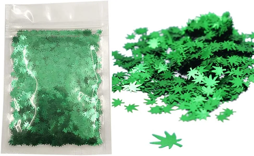 PrettyG بسته 10 گرمی - پولک های اکلیلی طرح برگ برای آرایش صورت، بدن، ناخن، هنر و تزئینات جشن و مهمانی