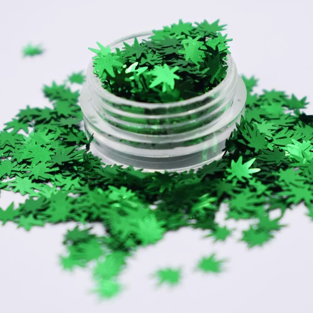 PrettyG بسته 10 گرمی - پولک های اکلیلی طرح برگ برای آرایش صورت، بدن، ناخن، هنر و تزئینات جشن و مهمانی