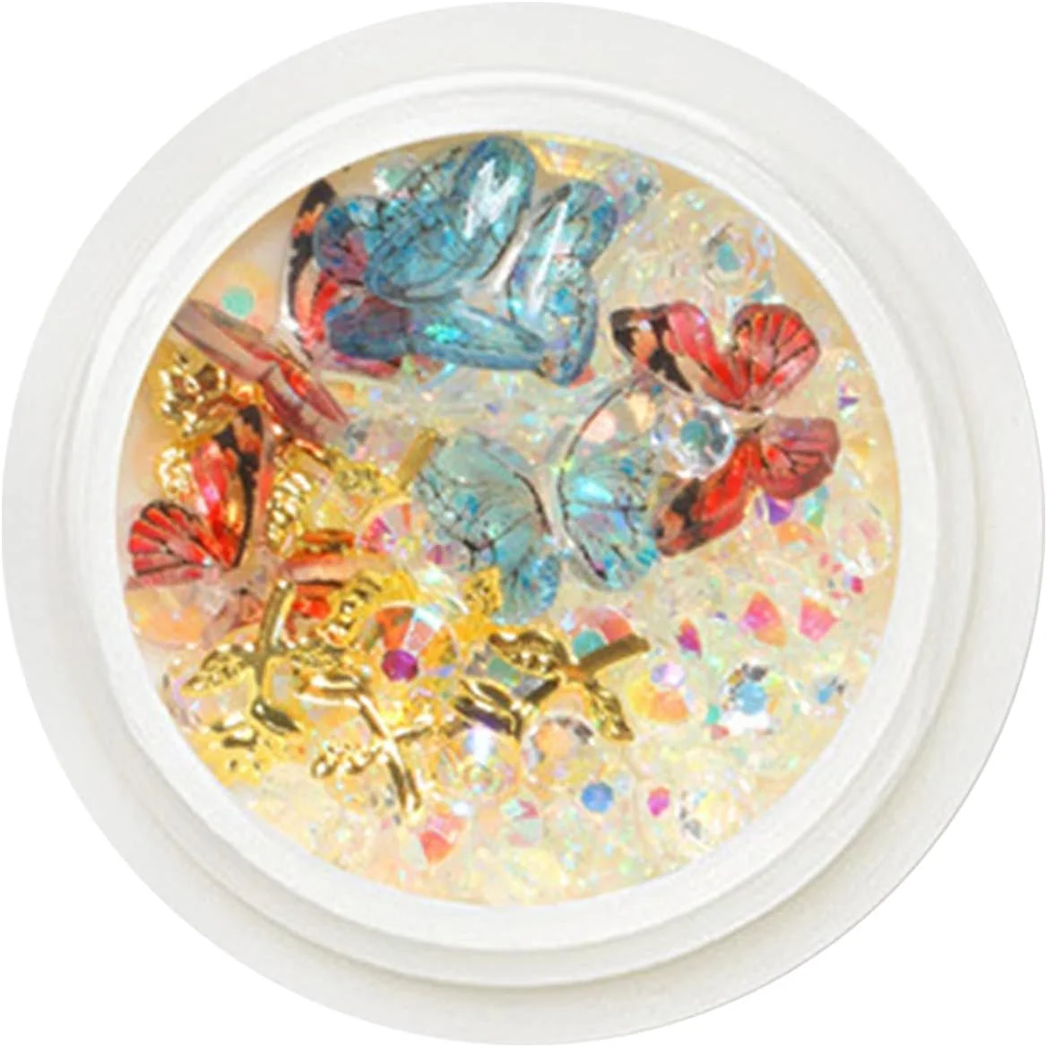 پولک های فویلی، نگین ناخن، کریستال های سه بعدی ناخن، هنر ناخن، پروانه، فویل، چیپس هنر ناخن، اکلیل برای هنر ناخن، لوازم جانبی ناخن (J)