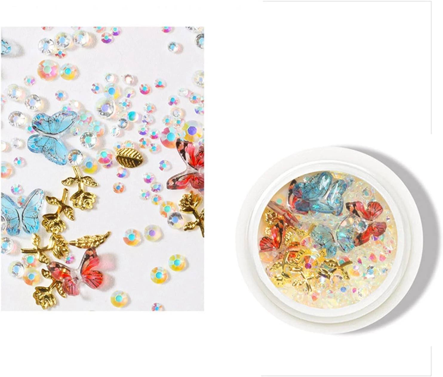 پولک های فویلی، نگین ناخن، کریستال های سه بعدی ناخن، هنر ناخن، پروانه، فویل، چیپس هنر ناخن، اکلیل برای هنر ناخن، لوازم جانبی ناخن (J)