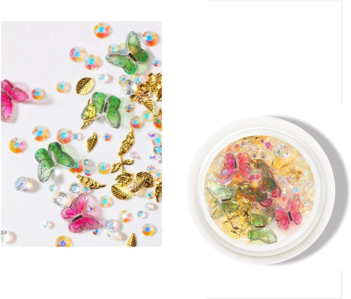 ورق های فویل، نگین ناخن BY کریستال های سه بعدی ناخن، پروانه طراحی ناخن فویلی، اکلیل چیپ برای طراحی ناخن، لوازم جانبی ناخن (K)