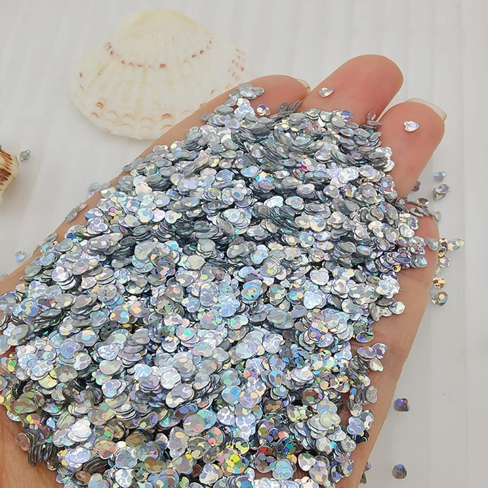 اکلیل قلبی ۲۰ گرمی، پولک های لیزری قلبی شکل ۳ میلی متری برای تزئین مهمانی، کاردستی های DIY، طراحی ناخن حرفه ای، آرایش بدن و درخشش چشم (نقره ای) اکلیل قلبی ۲۰ گرمی، پولک های لیزری قلبی شکل ۳ میلی متری برای تزئین مهمانی، کاردستی های DIY، طراحی ناخن حرفه ای، آرایش بدن و درخشش چشم (نقره ای)