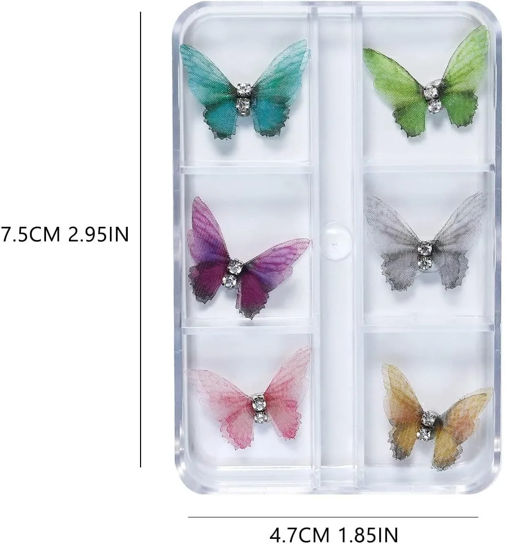 تزئینات ناخن طرح پروانه در 6 مدل مختلف، اکلیل و نگین های تزئینی برای طراحی ناخن