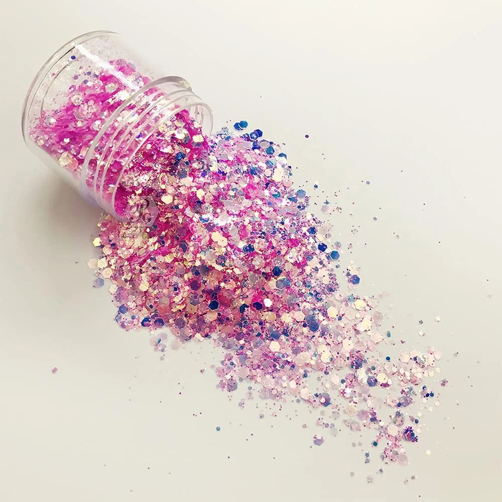 پودر اکلیل درخشان و رنگین کمانی PrettyG، ترکیبی از پولک های اوپال، مواد سازگار با محیط زیست برای طراحی ناخن، مدل NC01، وزن 10 گرم