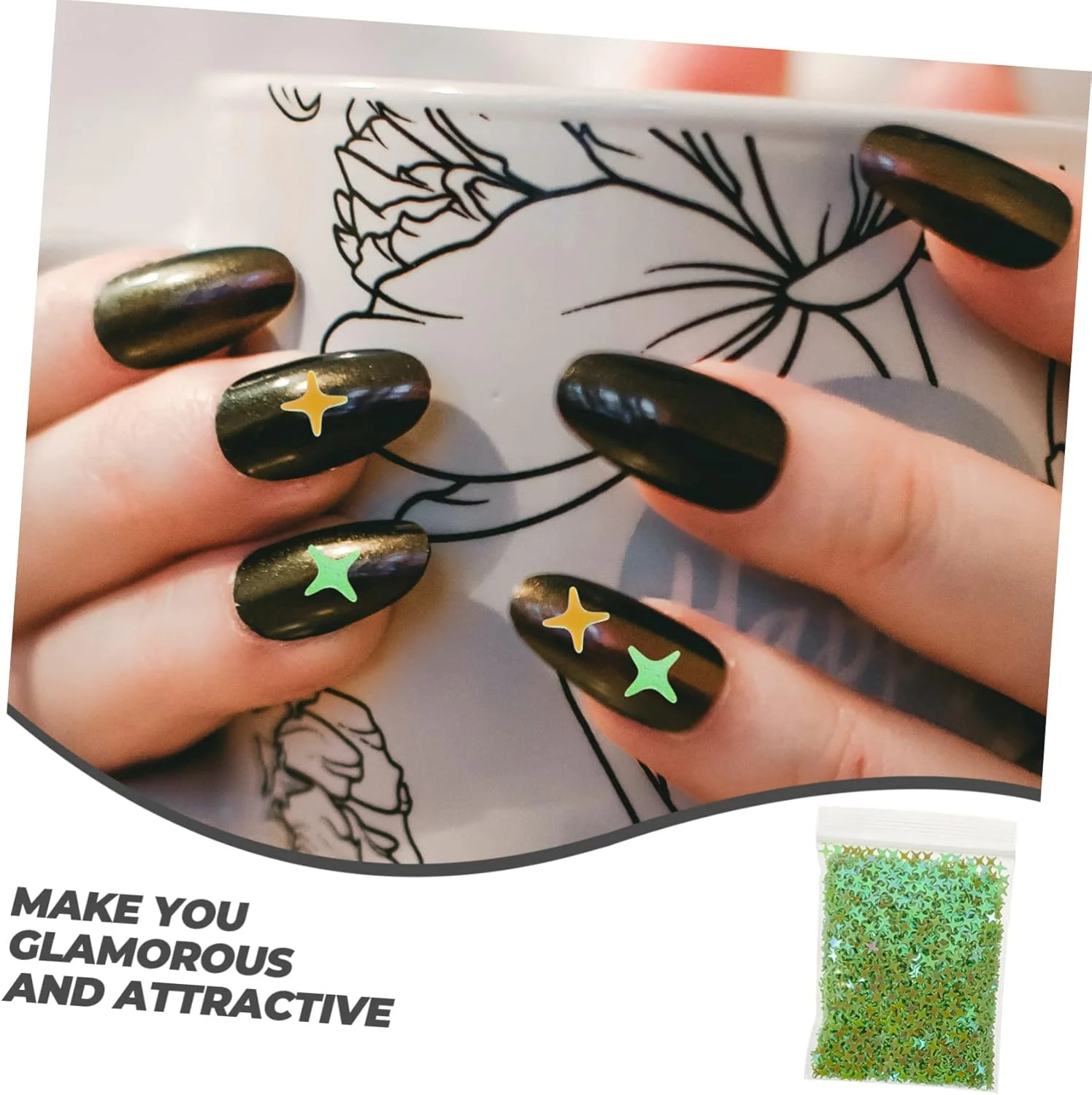 پولک های طراحی ناخن، تزئینات ناخن، 30 بسته پولک های درخشان ناخن، پولک های براق رنگین کمانی ناخن، نگین های ستاره ای ناخن، اکلیل های ناخن، پولک های فلزی