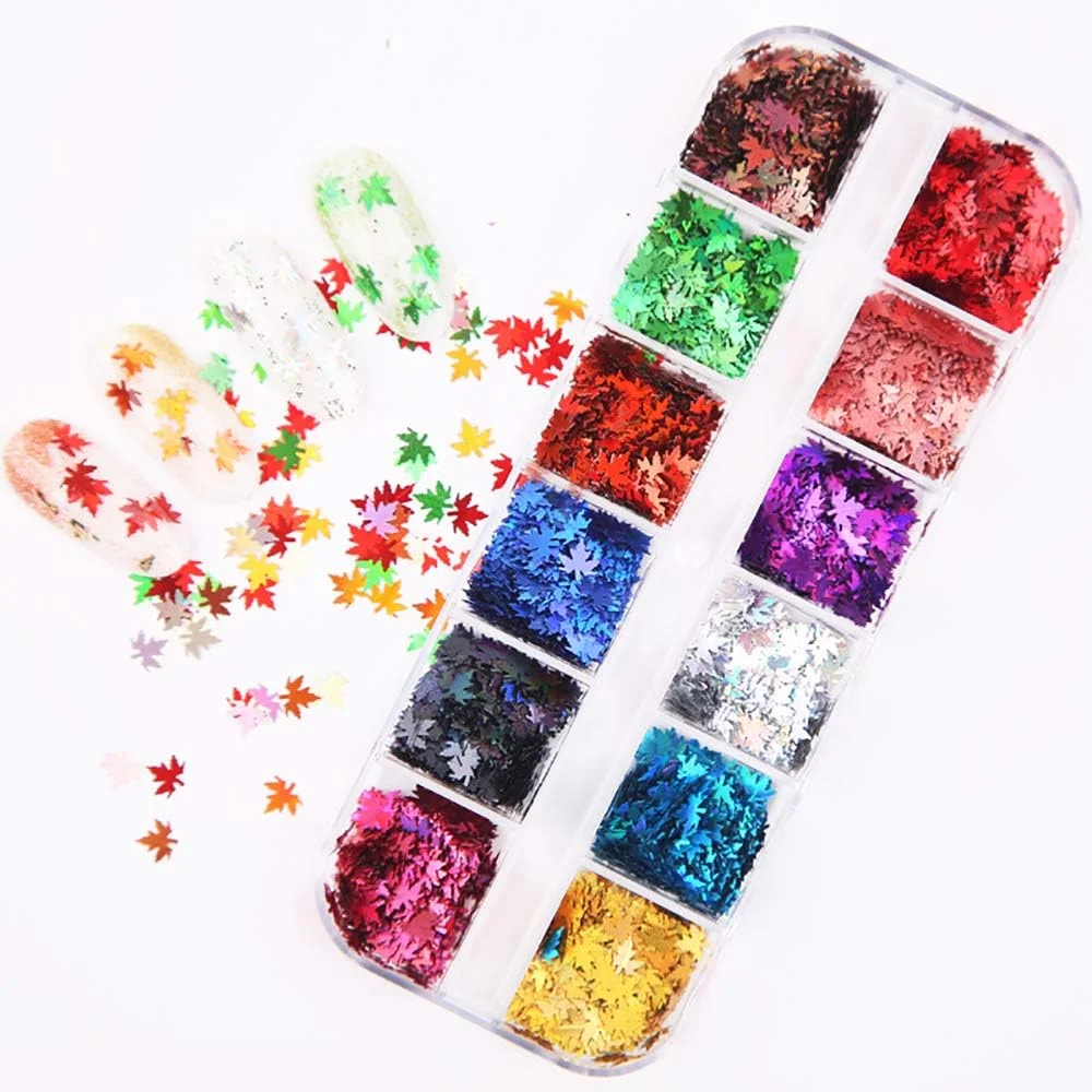 اکلیل ناخن پاییزی، 12 رنگ اکلیل سه بعدی هولوگرافیک برای ناخن، برچسب های پولک طلایی برگ افرا، تزئین ناخن، اکلیل ناخن پاییزی اکلیل ناخن پاییزی، 12 رنگ اکلیل سه بعدی هولوگرافیک برای ناخن، برچسب های پولک طلایی برگ افرا، تزئین ناخن، اکلیل ناخن پاییزی