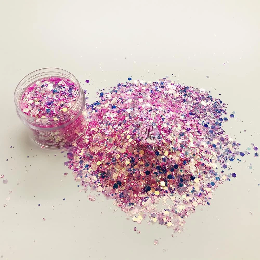 پودر اکلیل درخشان و رنگین کمانی PrettyG، ترکیبی از پولک های اوپال، مواد سازگار با محیط زیست برای طراحی ناخن، مدل NC01، وزن 10 گرم