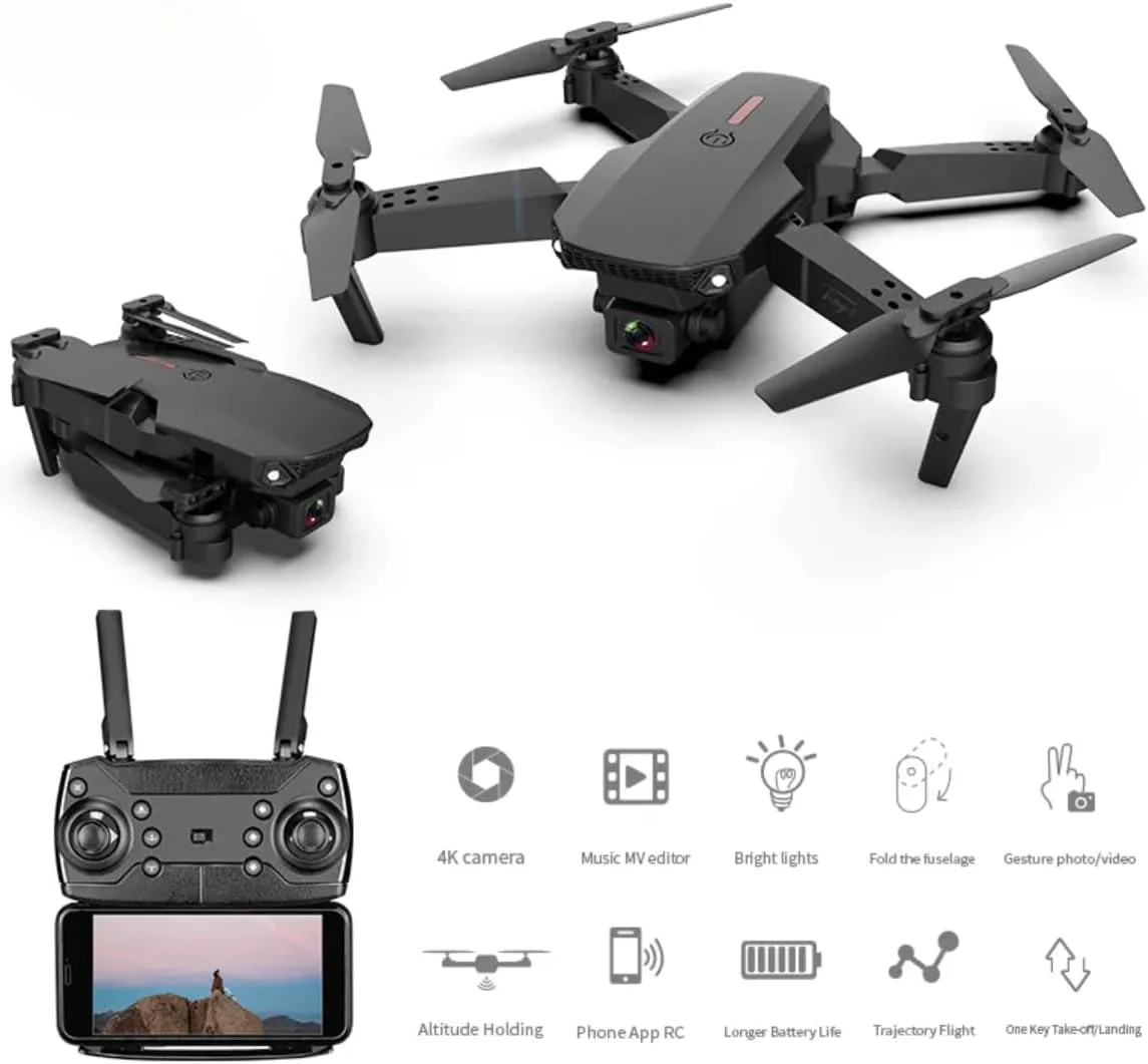 پهپاد دوربین‌دار 4K با کنترل از راه دور برای کودکان و بزرگسالان، بهترین پهپادها برای عکاسی هوایی، زمان پرواز 8-12 دقیقه، پهپاد با کارایی بالا با دوربین، بهترین پهپادها و لوازم جانبی برای سرگرمی و ماجراجویی