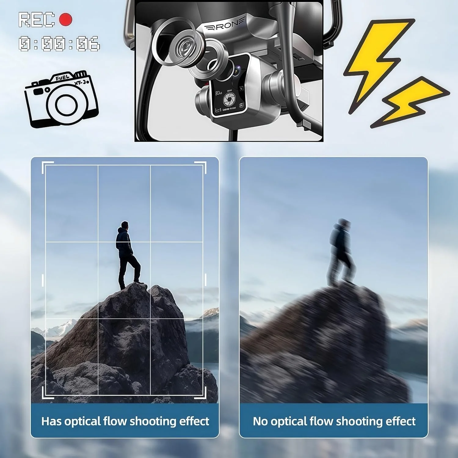 پهپاد KY102 با کنترلر صفحه نمایش، کارت SD، موتور براشلس، موقعیت یابی جریان نوری، اجتناب فعال از موانع، 2 باتری، تیک آف/لندینگ با یک کلید. (2 باتری - مشکی)