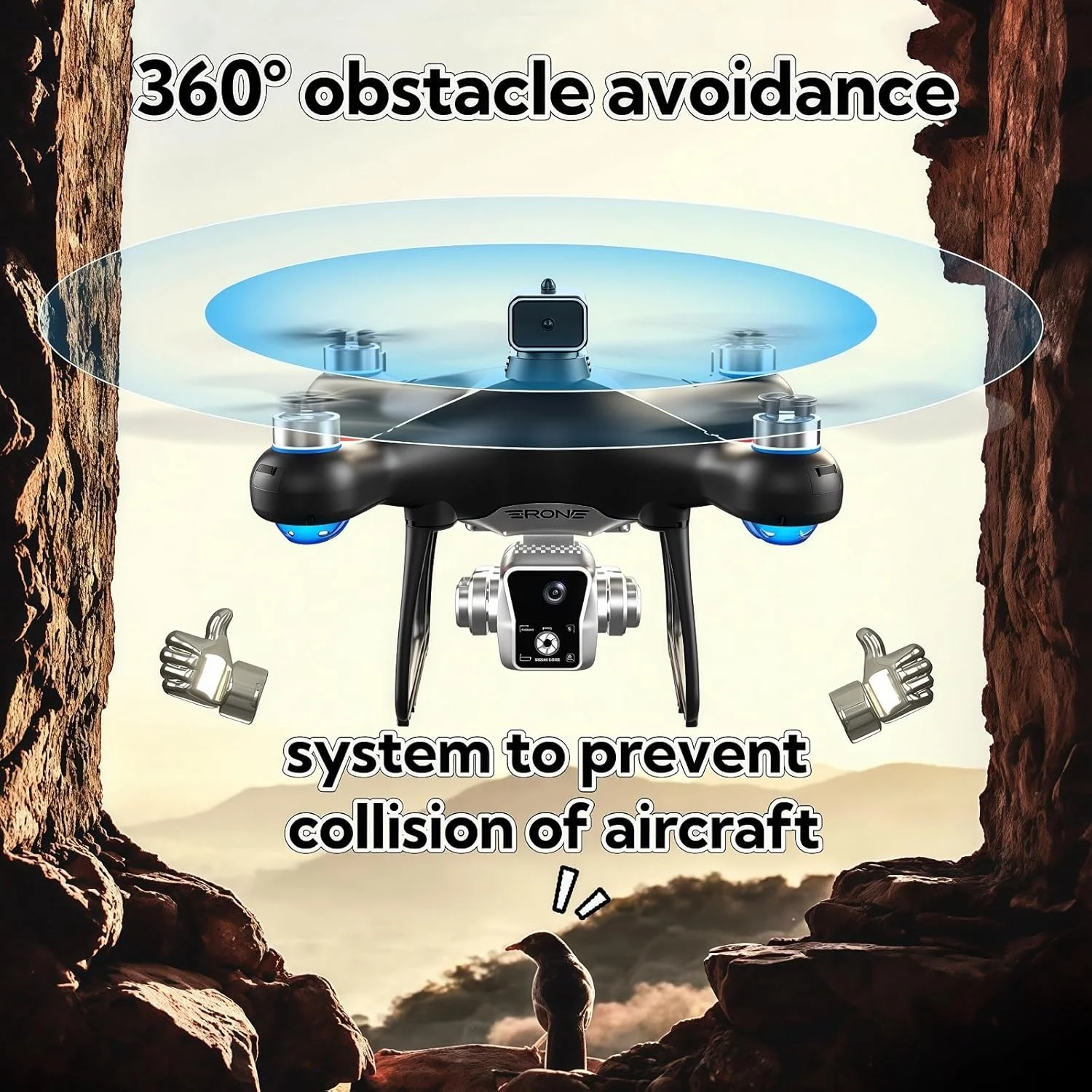 پهپاد KY102 با کنترلر صفحه نمایش، کارت SD، موتور براشلس، موقعیت یابی جریان نوری، اجتناب فعال از موانع، 2 باتری، تیک آف/لندینگ با یک کلید. (2 باتری - مشکی)