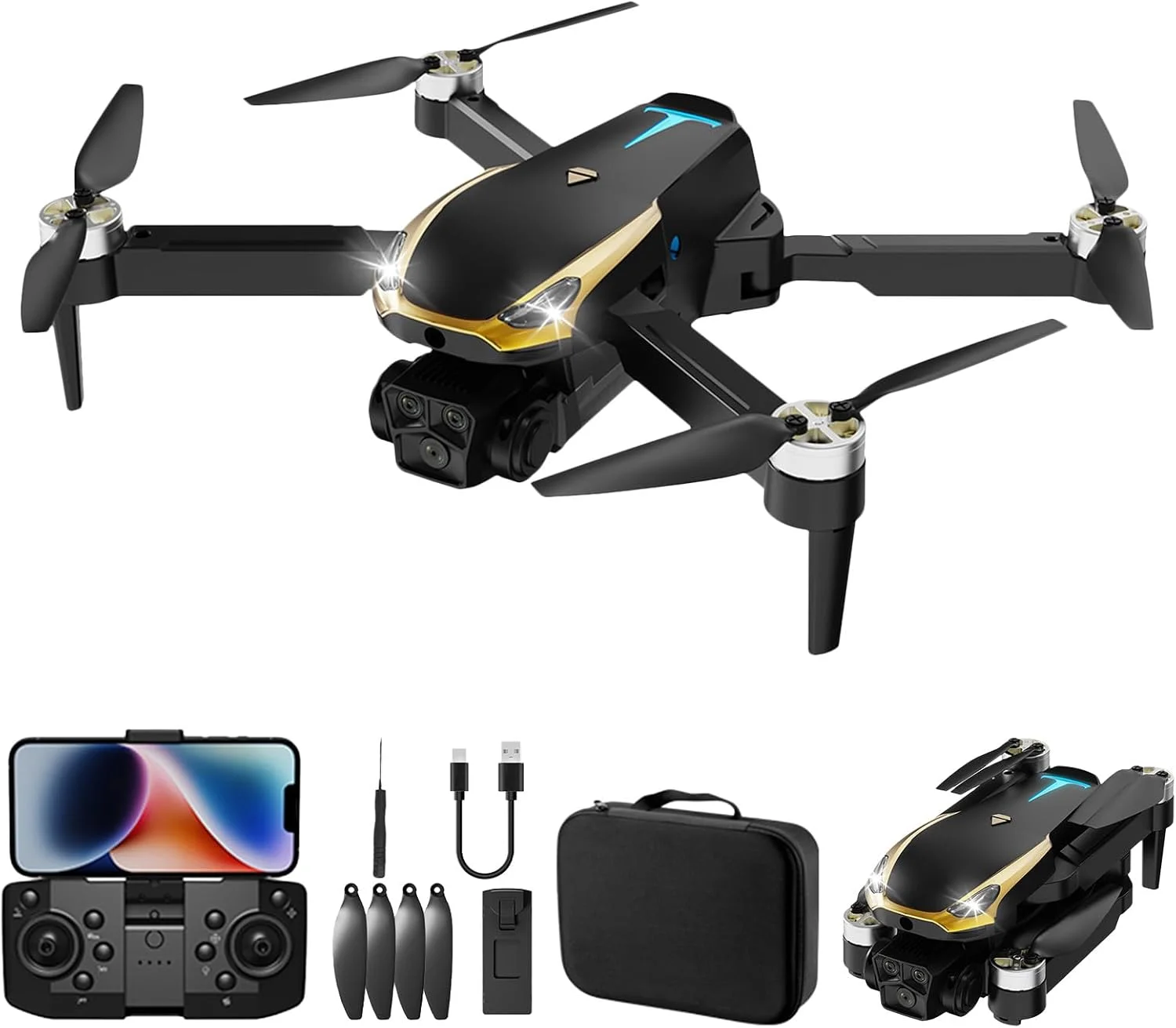 هواپیمای بدون سرنشین عکاسی هوایی با کیفیت بالا و موتور براشلس، هواپیمای کنترل از راه دور با ارتفاع ثابت، کوادکوپتر تاشو، اسباب بازی